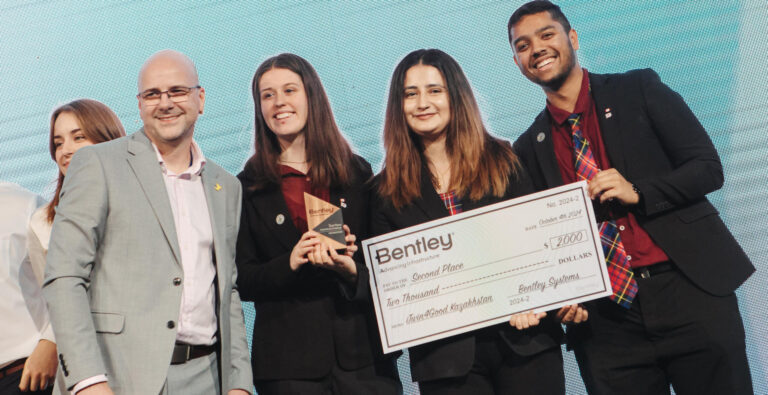 group of students receiving Bentley award